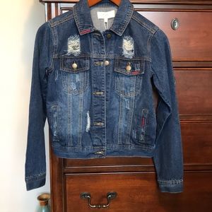 NWT Chelsea & Violet Destroyed Blue Jean Jacket XS